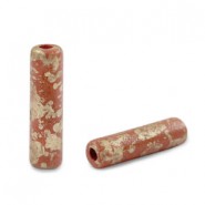 DQ Griechische Keramik Perle Gold spot Tube 20x5mm Brick red